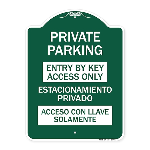 Entry by Key Access Estacionamiento Privado Acceso Con Llave Solamente Alum, 18" H, GW-1824-24092